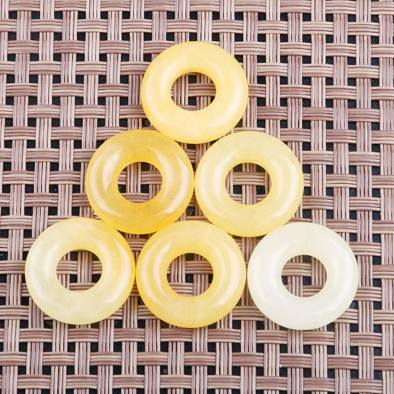 2Pcs/pack 20mm Peace Buckle Large Hole Stone Beads Bagel Natural Stone