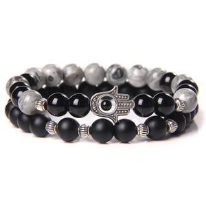 Distance Beaded Bracelet Natural Stone Strand Bracelets for Couple