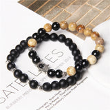 Distance Beaded Bracelet Natural Stone Strand Bracelets for Couple