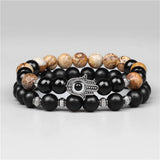 Distance Beaded Bracelet Natural Stone Strand Bracelets for Couple