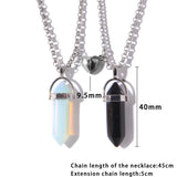 Magnetic Couple Necklaces, Stone Pendulum Pendant, Friendship Gift