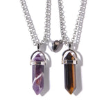 Magnetic Couple Necklaces, Stone Pendulum Pendant, Friendship Gift