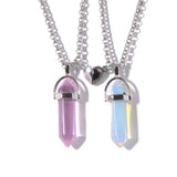 Magnetic Couple Necklaces, Stone Pendulum Pendant, Friendship Gift