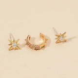 2Pcs CZ Cartilage Leaf Earrings Clips Set for Women