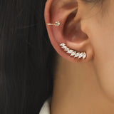 2Pcs CZ Cartilage Leaf Earrings Clips Set for Women