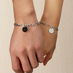 Couples Pendant Bracelet Set: I Love You Cuba Chain Charm