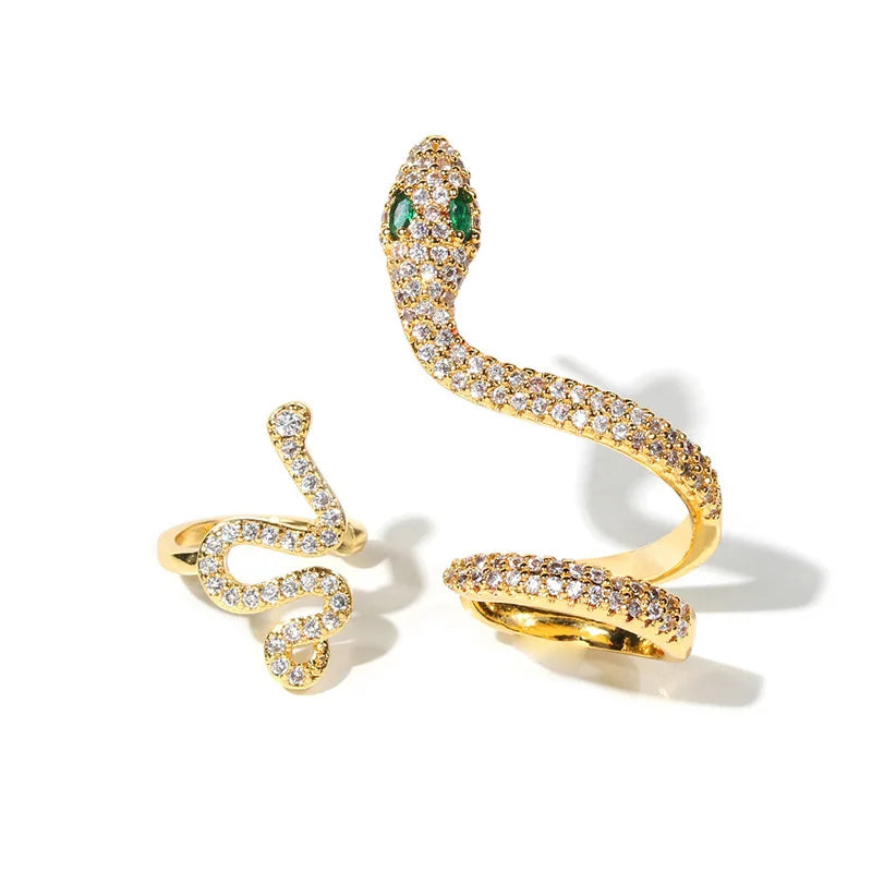 2Pcs Snake Clips On Earrings Vintage Zircon Ear Cuff Punk Ear Cuff