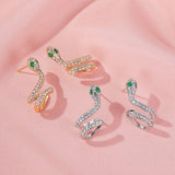 2Pcs Snake Clips On Earrings Vintage Zircon Ear Cuff Punk Ear Cuff