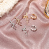2Pcs Snake Clips On Earrings Vintage Zircon Ear Cuff Punk Ear Cuff