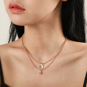 2Pcs Butterfly Pendant Necklace Set Light Temperament Collarbone Chain