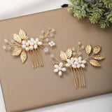 Bridal Hair Comb Golden Leaves Wedding Hairpin Jewelry