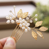 Bridal Hair Comb Golden Leaves Wedding Hairpin Jewelry