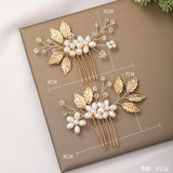 Bridal Hair Comb Golden Leaves Wedding Hairpin Jewelry