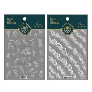 2Pcs Jellyfish Nail Art Stickers Decals Self-Adhesive DIY Nail Decor