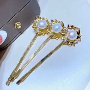 2Pcs Natural Freshwater Pearl Barrettes Hair Jewelry