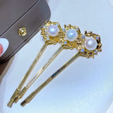 2Pcs Natural Freshwater Pearl Barrettes Hair Jewelry