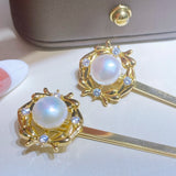 2Pcs Natural Freshwater Pearl Barrettes Hair Jewelry