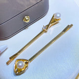 2Pcs Natural Freshwater Pearl Barrettes Hair Jewelry
