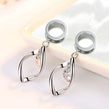 2Pcs Stainless Steel Ear Plugs Tunnels CZ Gem Expansions Ear Reamer Earrings