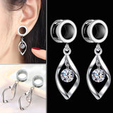 2Pcs Stainless Steel Ear Plugs Tunnels CZ Gem Expansions Ear Reamer Earrings