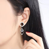 2Pcs Stainless Steel Ear Plugs Tunnels CZ Gem Expansions Ear Reamer Earrings