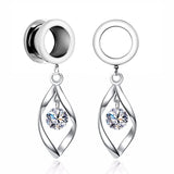 2Pcs Stainless Steel Ear Plugs Tunnels CZ Gem Expansions Ear Reamer Earrings