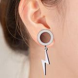 2Pcs Stainless Steel Ear Tunnel Ear Plug Lightning Ear Gauges Flesh Piercing