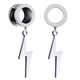 2Pcs Stainless Steel Ear Tunnel Ear Plug Lightning Ear Gauges Flesh Piercing