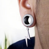 2Pcs Stainless Steel Ear Tunnel Ear Plug Lightning Ear Gauges Flesh Piercing