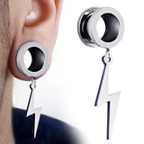 2Pcs Stainless Steel Ear Tunnel Ear Plug Lightning Ear Gauges Flesh Piercing