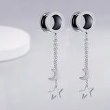 Sun Moon Dangle Stainless Steel Ear Tunnel Plugs Body Piercing
