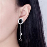 Sun Moon Dangle Stainless Steel Ear Tunnel Plugs Body Piercing