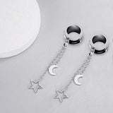 Sun Moon Dangle Stainless Steel Ear Tunnel Plugs Body Piercing