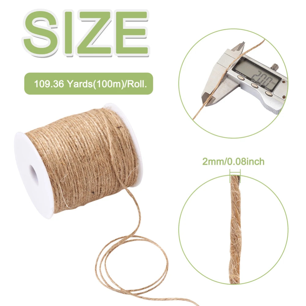 2mm Earthy Jute Cord 3-Ply String 100m/roll
