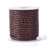 Braided Cowhide Leather Cords 3.3mm for Jewelry Making, 10yards/roll