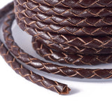 Braided Cowhide Leather Cords 3.3mm for Jewelry Making, 10yards/roll