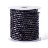 Braided Cowhide Leather Cords 3.3mm for Jewelry Making, 10yards/roll