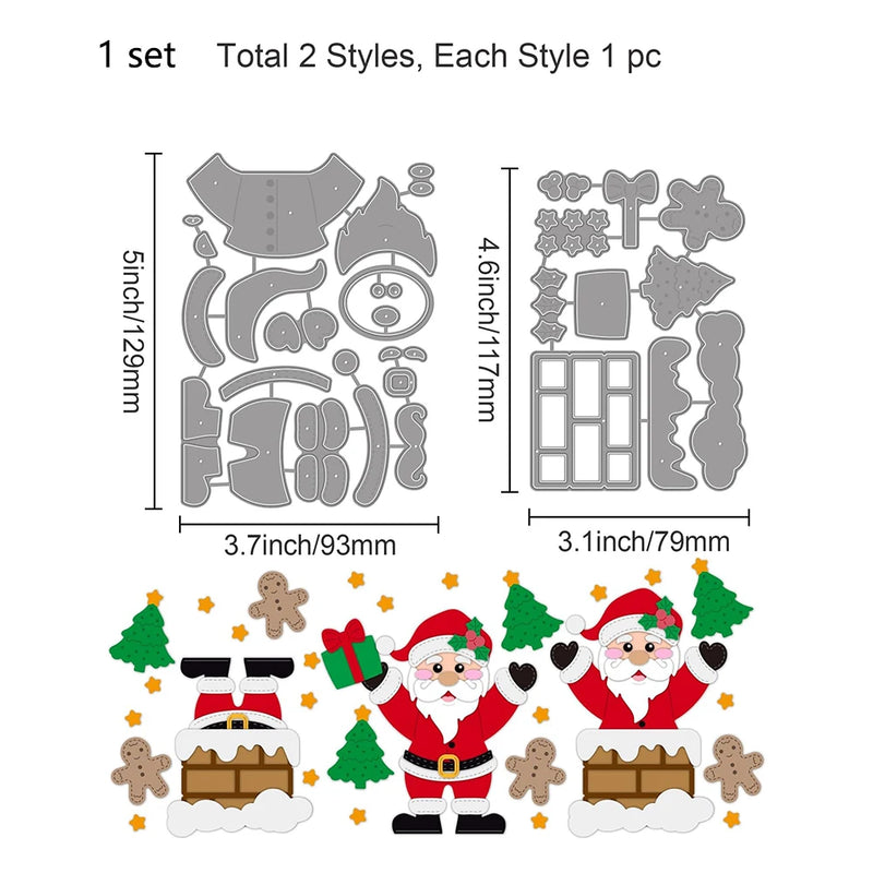 22Pcs Santa Claus Cutting Dies for DIY Scrapbooking Metal Christmas Chimney