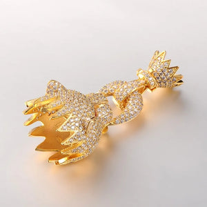 Brass Micro Pave Cubic Zirconia Fold Over Clasps Leopard Shape