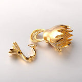 Brass Micro Pave Cubic Zirconia Fold Over Clasps Leopard Shape