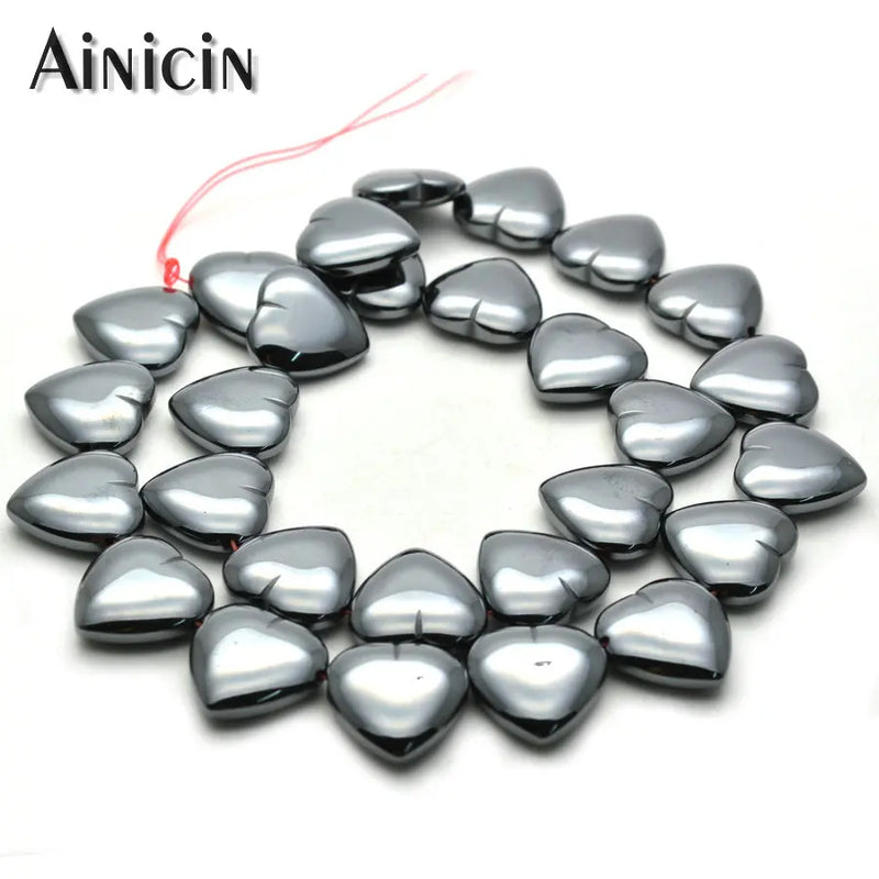 Hematite 15x15mm Heart Shape Bead Strand - Jewelry Making Findings