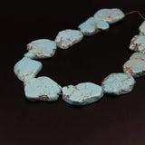 2 Turquoise Slab Slice Beads, Raw Magnesite Howlite Nugget Pendant
