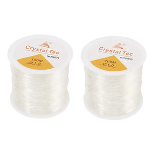 2X 1mm Clear Bead Cord Crystal Elastic Stretchy Bracelet String
