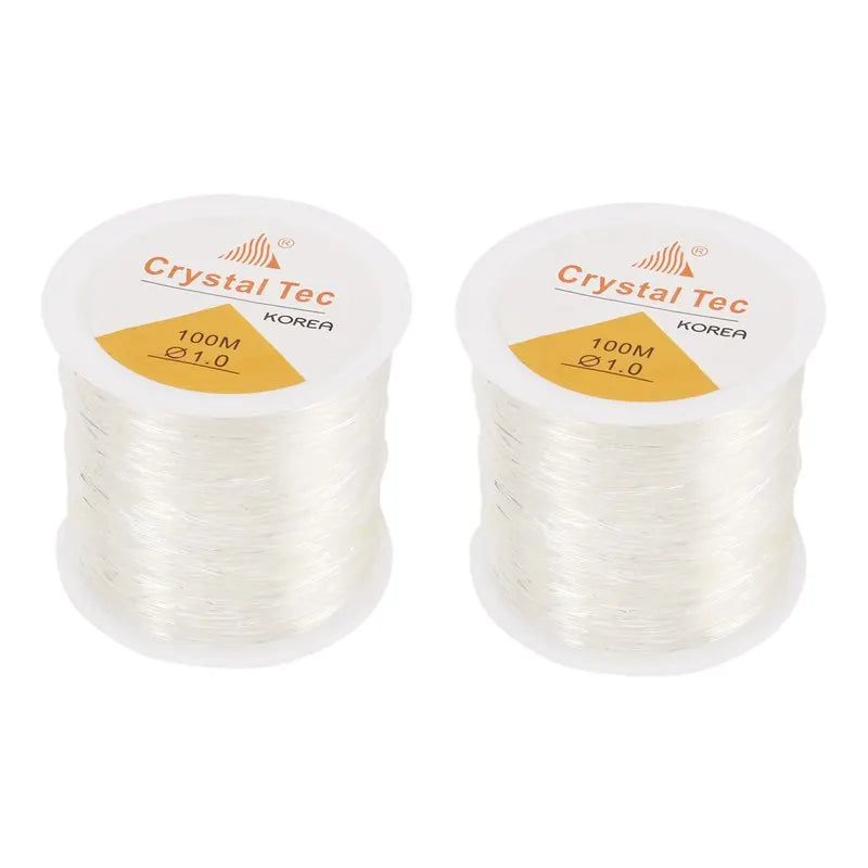 2X 1mm Clear Bead Cord Crystal Elastic Stretchy Bracelet String