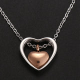 Double Heart Rose Cremation Urn Necklace Pendant Ashes Memorial