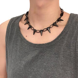 Metal Spikes Studs Rivets Punk Goth Necklace Choker Collar