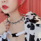 Metal Spikes Studs Rivets Punk Goth Necklace Choker Collar