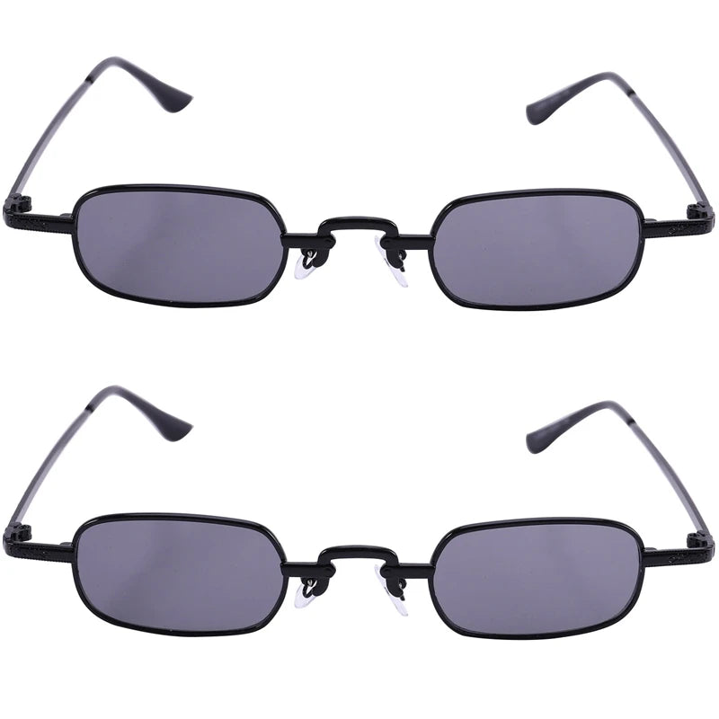 Retro Punk Clear Square Sunglasses Metal Frame-Black & Gray