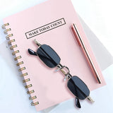 Retro Square Sunglasses Metal Frame Black Gray