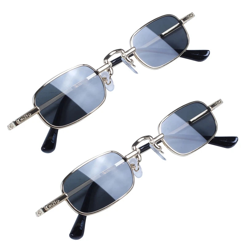 Retro Square Sunglasses Metal Frame Black Gray